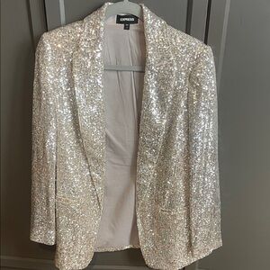Express Women's Glittering Silver Blazer
